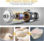 7.5 QT Stand Mixer, 10-Speed Tilt-Head Electric Dough Mixer with Stainless Steel Bowl, Includes Dough Hook, Wire Whisk, and Beater, with Splash Guard for Home Cooks, Silver