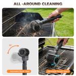 Electric Grill Brush for Outdoor, Electric Grill Cleaner with 2 Heads, 3-Speed & Angle Adjust Cordless BBQ Grill Brush, 150Mins Runtime Grill Cleaning Brush for Outdoor Barbecue Grates