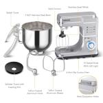 7.5 QT Stand Mixer, 10-Speed Tilt-Head Electric Dough Mixer with Stainless Steel Bowl, Includes Dough Hook, Wire Whisk, and Beater, with Splash Guard for Home Cooks, Silver