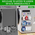 Magnetic Shelves for Washing Machine & Fridge Utentils Rack 5 Pack- Metal Heavy Duty Magnetic Shelf Magnetic Laundry Organizer with Hooks and Towel Holder for Magnetic Laundry Room Storage (Black)