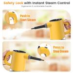 Steam Cleaner, Adjustable Handheld Steam Cleaner for Home, 10s Fast Heat-Up & 450mL Tank, Multi-Surface Portable Steamer for Cleaning Floor/Grout/Car/Kitchen & Bathroom Yellow