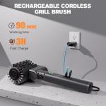 Electric Grill Brush for Outdoor, Electric Grill Cleaner with 2 Heads, 3-Speed & Angle Adjust Cordless BBQ Grill Brush, 150Mins Runtime Grill Cleaning Brush for Outdoor Barbecue Grates