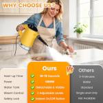 Steam Cleaner, Adjustable Handheld Steam Cleaner for Home, 10s Fast Heat-Up & 450mL Tank, Multi-Surface Portable Steamer for Cleaning Floor/Grout/Car/Kitchen & Bathroom Yellow