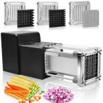 Sopito French Fry Cutter Electric Vegetable Slicer Stainless Steel with 3 Blades 1/4 3/8 1/2 Inch for Potatoes Carrots Onions Apples