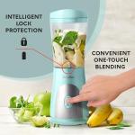 Mueller Heavy-Duty Personal Blender for Shakes and Smoothies with a 15 Oz Travel Cup and Lid, Juices, Baby Food, Portable Blender & Food Processor, Turquoise