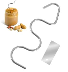 Natural Peanut Butter Stirrer, 7.2 Inch Stainless Steel Peanut Butter Mixer Tool for Mason Jars, Manual Churner & Jam Stirring Tool in Kitchen