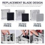 Sopito French Fry Cutter Electric Vegetable Slicer Stainless Steel with 3 Blades 1/4 3/8 1/2 Inch for Potatoes Carrots Onions Apples