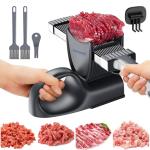 Manual Meat Slicer for Fresh Raw Meat (with Steady Grip), Meal Prep, Adjustable Thickness 2mm or 4mm, 17 Blades get 18 Meat Slices, Meat Cleavers can be Sliced, Striped, Diced -Black