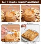 Natural Peanut Butter Stirrer, 7.2 Inch Stainless Steel Peanut Butter Mixer Tool for Mason Jars, Manual Churner & Jam Stirring Tool in Kitchen
