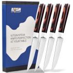iutgin Steak Knives Set of 4, 4.5 Inch Serrated Razor-Sharp Durable Steak Knife, Japanese Stainless Steel Steak Knives Set with Ergonomic Wood Handle and Gift Box