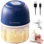 Mini Food Processor Cordless, 250ml Small Garlic Chopper 1 Cup, Battery USB Rechargeable Electric Food Chopper Wireless, Portable Vegetable Meat Blender Kitchen Mixer for Onion, Salad, Baby Food(Blue)