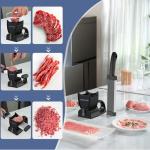 Manual Meat Slicer for Fresh Raw Meat (with Steady Grip), Meal Prep, Adjustable Thickness 2mm or 4mm, 17 Blades get 18 Meat Slices, Meat Cleavers can be Sliced, Striped, Diced -Black