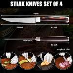 iutgin Steak Knives Set of 4, 4.5 Inch Serrated Razor-Sharp Durable Steak Knife, Japanese Stainless Steel Steak Knives Set with Ergonomic Wood Handle and Gift Box