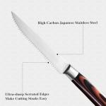 iutgin Steak Knives Set of 4, 4.5 Inch Serrated Razor-Sharp Durable Steak Knife, Japanese Stainless Steel Steak Knives Set with Ergonomic Wood Handle and Gift Box