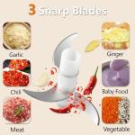 Mini Food Processor Cordless, 250ml Small Garlic Chopper 1 Cup, Battery USB Rechargeable Electric Food Chopper Wireless, Portable Vegetable Meat Blender Kitchen Mixer for Onion, Salad, Baby Food(Blue)