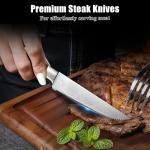 iutgin Steak Knives Set of 4, 4.5 Inch Serrated Razor-Sharp Durable Steak Knife, Japanese Stainless Steel Steak Knives Set with Ergonomic Wood Handle and Gift Box