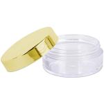 Beauticom 10g/10ml (0.35 Fl Oz) Round Clear Jars with Round Top Lids for Creams, Lotions, Make Up, Powders, Glitters, and more... (Color: Metallic Gold Lid, Quantity: 40 Pieces)