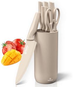 Knife Set, Brewin Kitchen Knife Set, Knives Set for Kitchen, Universal Knife Block, Utility Knife Block Set, New Home Essentials, Apartment Essentials, Dishwasher Safe