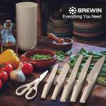 Knife Set, Brewin Kitchen Knife Set, Knives Set for Kitchen, Universal Knife Block, Utility Knife Block Set, New Home Essentials, Apartment Essentials, Dishwasher Safe