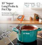 Digital Candy Thermometer with Pot Clip, 10" Long Stainless Steel Probe, Instant Read Kitchen Thermometer for Cooking, Baking, and Candy Making