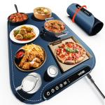 Warming Mat for Food, Voriah Electric Warming Tray with 99H Timer & 8 Temperature Settings, Foldable Food Warmer with °C/°F Switch, Keeps Food Warm at Buffets, Sabbath, Family Gatherings（Navy Blue）