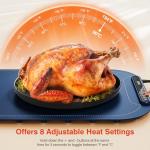 Warming Mat for Food, Voriah Electric Warming Tray with 99H Timer & 8 Temperature Settings, Foldable Food Warmer with °C/°F Switch, Keeps Food Warm at Buffets, Sabbath, Family Gatherings（Navy Blue）