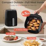 OSTBA 4.5QT Air Fryer with Tempered Glass LED Touch Screen, 6 Presets One-Touch Cooking, Adjustable Temp & Time, Dishwasher Safe Nonstick Basket, Oil-Free Healthy Cooking, 1–4 People