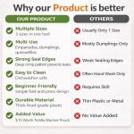 3-in-1 Tortilla Sealer & Crimper with 12” Tortilla Warmer Pouch – Adjustable 6”, 8”, 10” Wrap Press for Tacos, Burritos, Quesadillas, Empanadas – Heat-Resistant, Leak-Proof, Dishwasher Safe