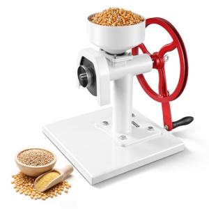 VEVOR Manual Grain Mill with Flywheel, Hand-Crank Corn Grinder, Heavy-Duty Carbon Steel Wheat Grinding Mill with Adjustable Fineness & 0.53 Gallon Hopper for Grains Spices Coffee Beans Nuts