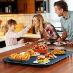 Warming Mat for Food, Voriah Electric Warming Tray with 99H Timer & 8 Temperature Settings, Foldable Food Warmer with °C/°F Switch, Keeps Food Warm at Buffets, Sabbath, Family Gatherings（Navy Blue）