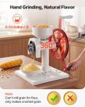VEVOR Manual Grain Mill with Flywheel, Hand-Crank Corn Grinder, Heavy-Duty Carbon Steel Wheat Grinding Mill with Adjustable Fineness & 0.53 Gallon Hopper for Grains Spices Coffee Beans Nuts