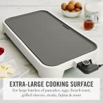 Martha Stewart 12” x 22” Electric Griddle, XL Ceramic Nonstick Flat Top Cooking Surface, Adjustable Temperature Dial, Drip Tray, Dishwasher Safe, 1500W Fast Even Heating, Pancakes & Eggs, Linen White