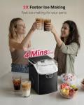 ICYGLEE Nugget Ice Maker Countertop with Handle, Ready in 4 Mins, Max 40lbs/24H, Chewable Ice, Self-Cleaning, Portable Sonic Ice Maker with Basket and Scoop, for Home/Party/RV/Camping (Black)