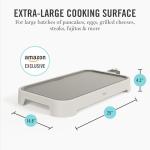 Martha Stewart 12” x 22” Electric Griddle, XL Ceramic Nonstick Flat Top Cooking Surface, Adjustable Temperature Dial, Drip Tray, Dishwasher Safe, 1500W Fast Even Heating, Pancakes & Eggs, Linen White