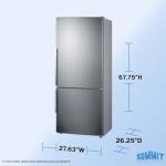 Summit FFBF284SSIM 28" Wide Bottom Freezer Refrigerator, Icemaker, 13.8 cu.ft, Stainless Steel Door, LED Lighting, Energy Star Certified, Perfect for Apartments and Small Kitchen