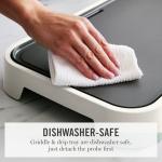 Martha Stewart 12” x 22” Electric Griddle, XL Ceramic Nonstick Flat Top Cooking Surface, Adjustable Temperature Dial, Drip Tray, Dishwasher Safe, 1500W Fast Even Heating, Pancakes & Eggs, Linen White