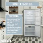 Summit FFBF284SSIM 28" Wide Bottom Freezer Refrigerator, Icemaker, 13.8 cu.ft, Stainless Steel Door, LED Lighting, Energy Star Certified, Perfect for Apartments and Small Kitchen