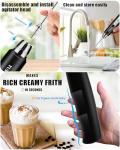YUSWKO Rechargeable Milk Frother Handheld Frother Wand Drink Mixer for Coffee, Electric Whisk 3 Speed Adjustable, Coffee Foamer Maker with 3 Stainless Whisks Ideal Stirrers for Travel - Black