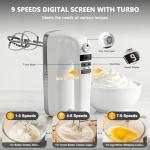 Lord Eagle 9-Speed Digital Hand Mixer Electric Handheld, 500W DC Motor Kitchen Mixer for Cake Baking, Lightweight Egg Beaters with Stain-resistant & Waterproof Storage Bag & 6 Accessories