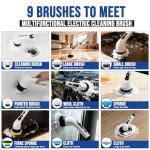 Spinzio Electric Spin Scrubber Cordless Electric Cleaning Brush with LCD Power Display 9 Replaceable Heads Dual Speed IPX7 Waterproof Electric Scrubber for Cleaning Bathroom Tiles Floor Kitchen & Car