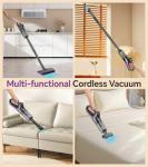 AbuDodo Cordless Vacuum Cleaner, Stick Vacuum Cordless Rechargeable with Powerful Suction and LED Display, Portable Vacuum Cleaners for Home, Wireless Vacuum for Hardwood Floor Carpet Pet Hair, Black