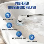 Spinzio Electric Spin Scrubber Cordless Electric Cleaning Brush with LCD Power Display 9 Replaceable Heads Dual Speed IPX7 Waterproof Electric Scrubber for Cleaning Bathroom Tiles Floor Kitchen & Car