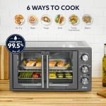 Oster Extra-Large 42L French Door Countertop Toaster Oven, 6-in-1 Air Fryer Oven with Air Fry Rack, Wire Rack, Baking Pan and Crumb Tray, Stainless Steel