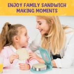 TACGEA Uncrustable Sandwich Cutter Maker – Sandwich Sealer and Cutter for Lunchbox and Breakfast, Square Shape, Light Blue