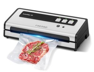 FRESKO Automatic Vacuum Sealer for Food with 95 kPa Powerful Suction, Compact Food Sealer machine Starter Kit with 10 Vacuum Bags for Dry/Moist Food, Sous Vide, Meal Prep