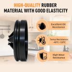 Qryuvfek 2PCS Garbage Disposal Splash Guards, 3 3/8" Upgraded Noise-Reducing Nitrile Collar Drain Plug, Sink Baffle QCB-AM Replacement for InSinkErator Evolution Series, Black