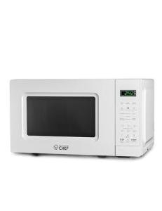 Commercial Chef 0.7 Cu. Ft. Countertop Microwave Oven, Touch Controls with Digital LED Display, 700W Small Microwave with 10” Turntable Plate, Push Button Door, 10 Power Levels, CHM7MW, White