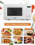 Commercial Chef 0.7 Cu. Ft. Countertop Microwave Oven, Touch Controls with Digital LED Display, 700W Small Microwave with 10” Turntable Plate, Push Button Door, 10 Power Levels, CHM7MW, White