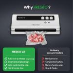FRESKO Automatic Vacuum Sealer for Food with 95 kPa Powerful Suction, Compact Food Sealer machine Starter Kit with 10 Vacuum Bags for Dry/Moist Food, Sous Vide, Meal Prep