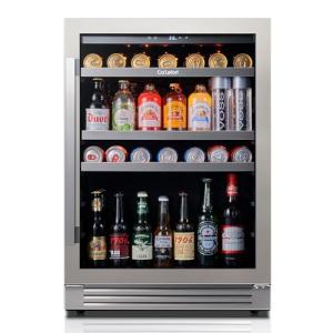 Ca'Lefort 24 Inch Beverage Refrigerator - 180 Can Beverage Fridge with 34°-54°F, Built in or Freestanding Beverage Cooler with Glass Door and 3 LED, Drink Fridge for Home/Kitchen(5.65 cu.ft)